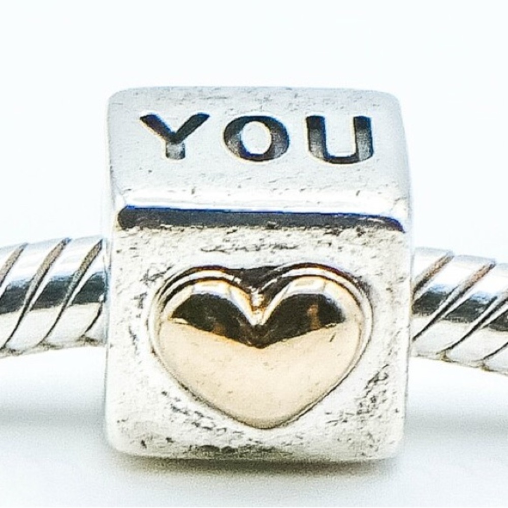 Pandora charm - I Love You - sterling silver with 14k gold heart